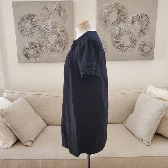 Madewell Pleated Button-Front Shift Dress - size Small in Black - Picture 9 of 15